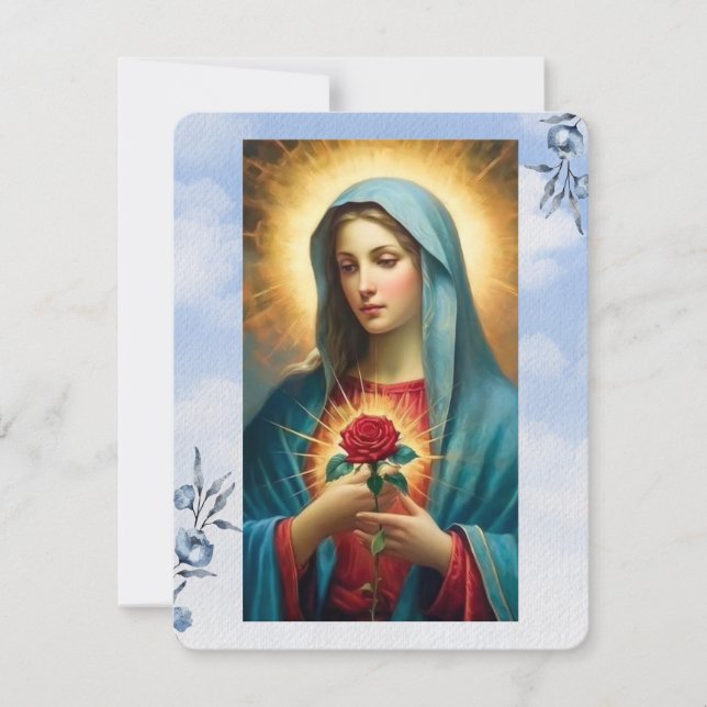 Virgin Mary Catholic Funeral Memorial Holy Card (Front)