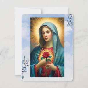 Virgin Mary Catholic Funeral Memorial Holy Card