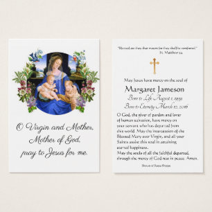 Virgin Mary Catholic Funeral Memorial Holy Card -