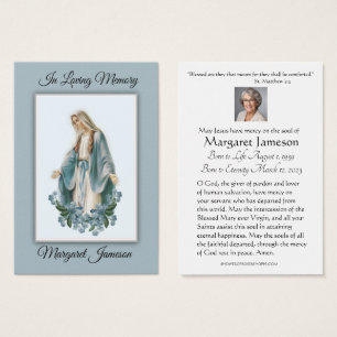 Virgin Mary Catholic Funeral Memorial Holy Card -