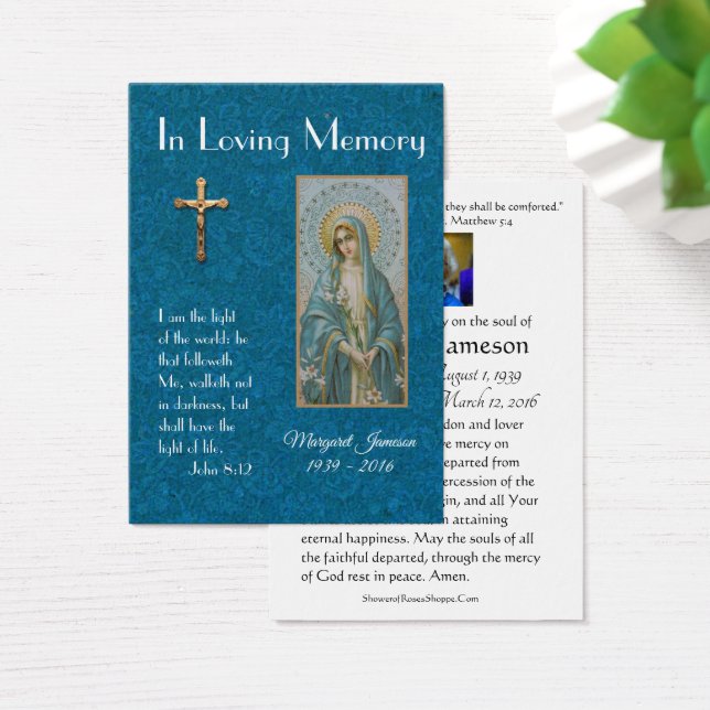 Virgin Mary Catholic Funeral Memorial Holy Card - (Desk)