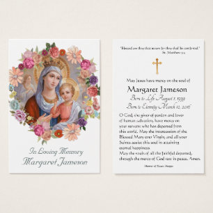 Virgin Mary Catholic Funeral Memorial Holy Card -
