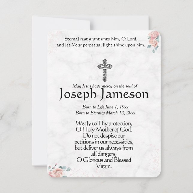 Virgin Mary Catholic Funeral Memorial Holy Card (Back)