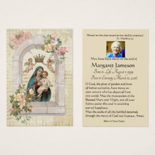 Virgin Mary  Catholic Funeral Memorial Holy Card -