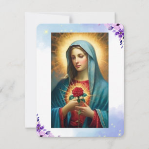 Virgin Mary Catholic Funeral Memorial Holy Card