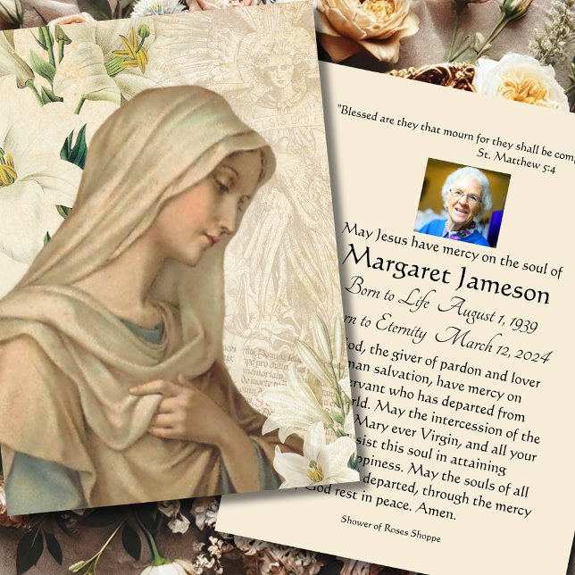 Virgin Mary Catholic Funeral Memorial Holy Card - (Creator Uploaded)