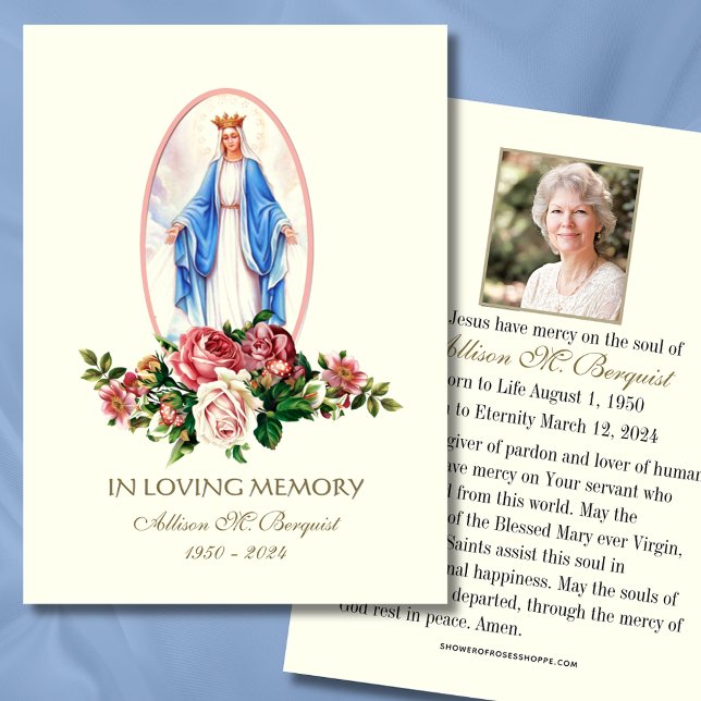 Virgin Mary Catholic Funeral Memorial Holy Card - (Creator Uploaded)