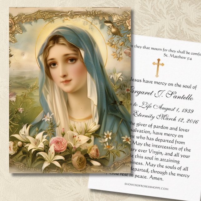 Virgin Mary Catholic Funeral Memorial Holy Card - (Creator Uploaded)