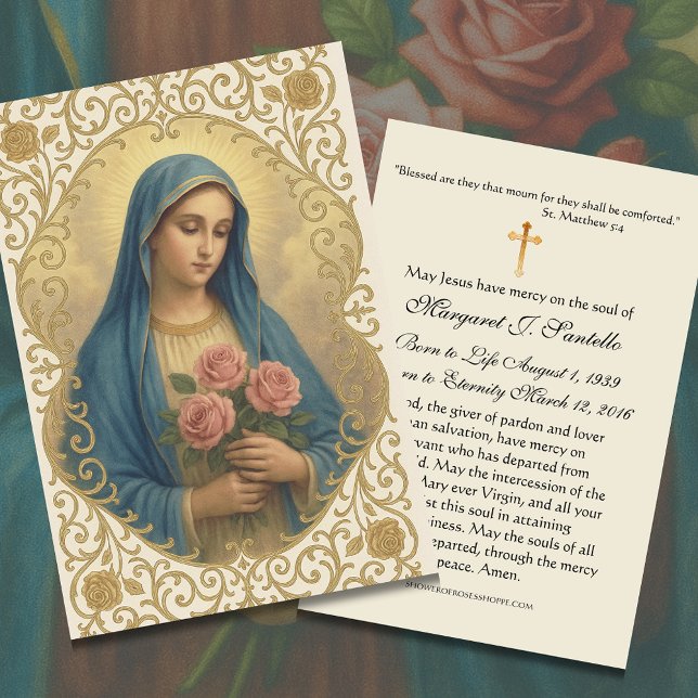 Virgin Mary Catholic Funeral Memorial Holy Card - (Creator Uploaded)