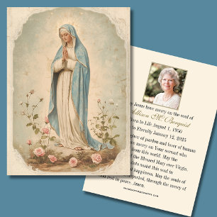Virgin Mary Catholic Funeral Memorial Holy Card -