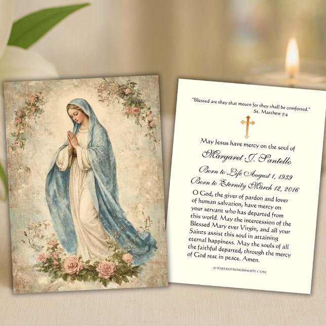 Virgin Mary Catholic Funeral Memorial Holy Card - (Creator Uploaded)