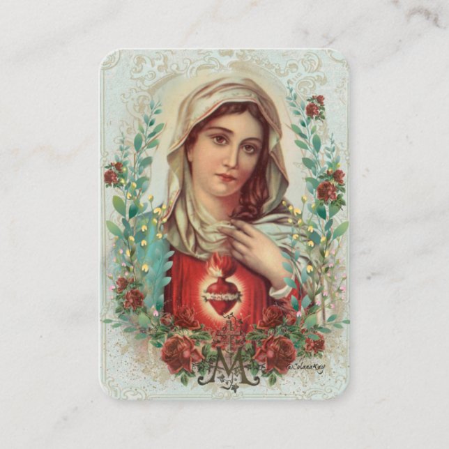 Virgin Mary Catholic Funeral Memorial Holy Card - (Front)