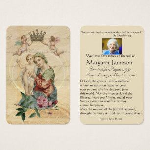 Virgin Mary  Catholic Funeral Memorial Holy Card -