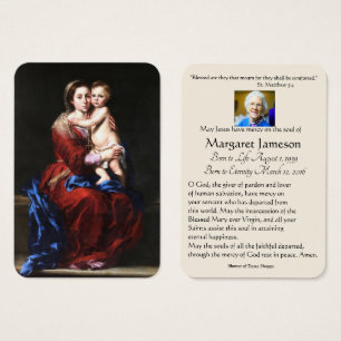 Virgin Mary  Catholic Funeral Memorial Holy Card -