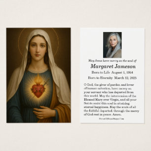 Virgin Mary Catholic Funeral Memorial Holy Card -