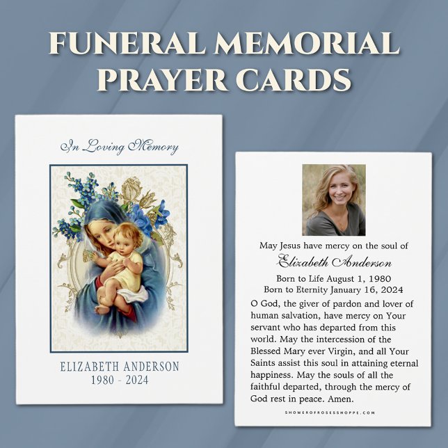 Virgin Mary Catholic Funeral Photo Holy Card - (Creator Uploaded)