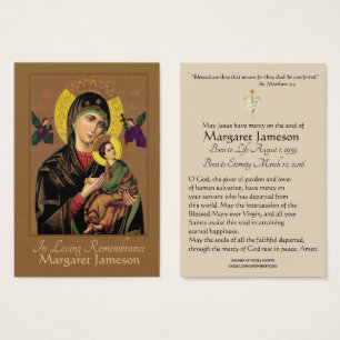 Virgin Mary Catholic Funeral Prayer Holy Card