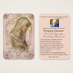 Virgin Mary Catholic Funeral Prayer Holy Card