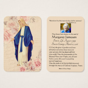 Virgin Mary Catholic Funeral Prayer Memorial Card