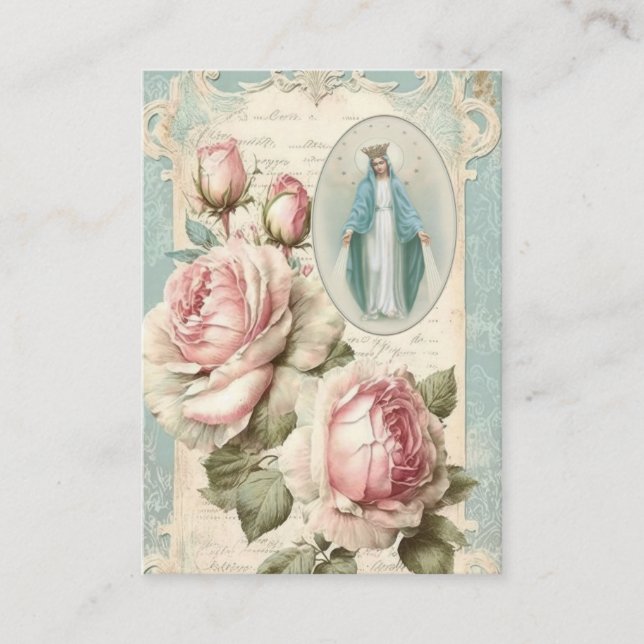 Virgin Mary Catholic Morning Offering Prayer Enclosure Card (Front)