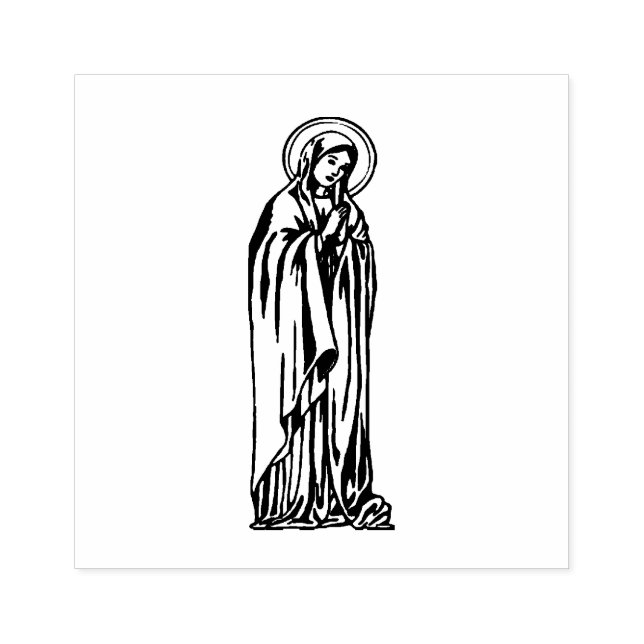 Virgin Mary Catholic Religious Blessed Mother Rubber Stamp (Imprint)