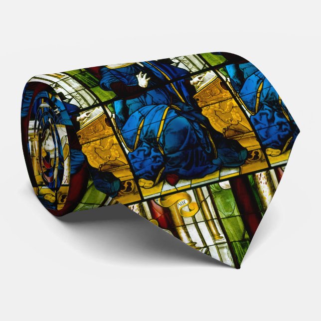 Virgin Mary Catholic  Religious Stained Glass Tie (Rolled)