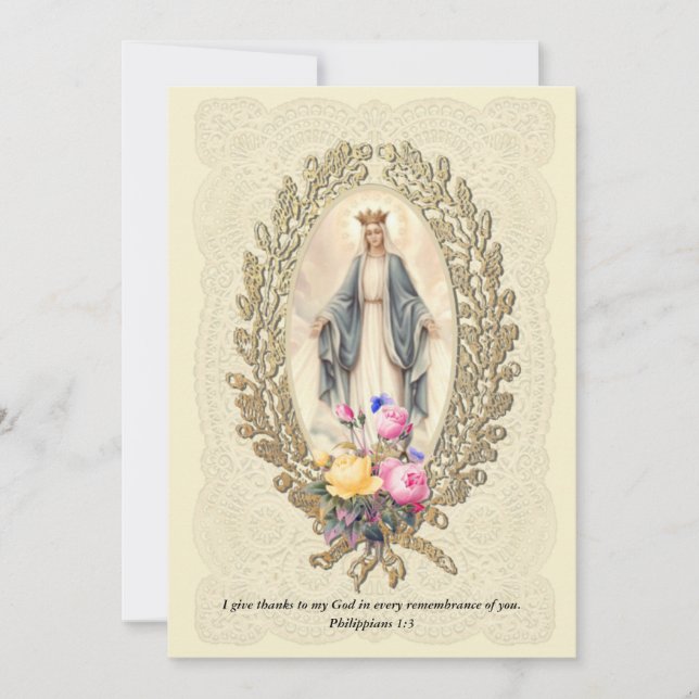 Virgin Mary Catholic Religious Sympathy Condolence Thank You Card (Front)