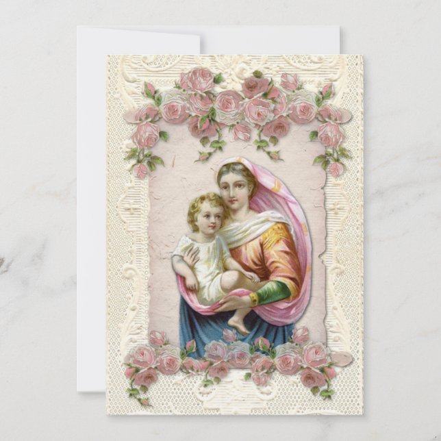 Virgin Mary Catholic Religious Sympathy Condolence Thank You Card (Front)