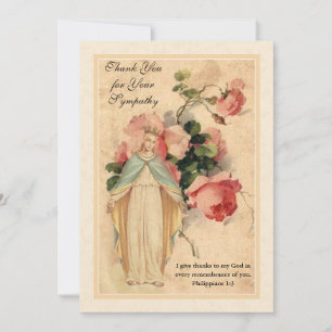 Virgin Mary Catholic Religious Sympathy Condolence Thank You Card