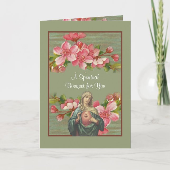 Virgin Mary Catholic Spiritual Bouquet Prayer Card (Front)