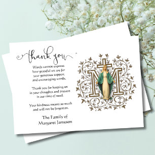 Virgin Mary Catholic Thank You Condolence Card