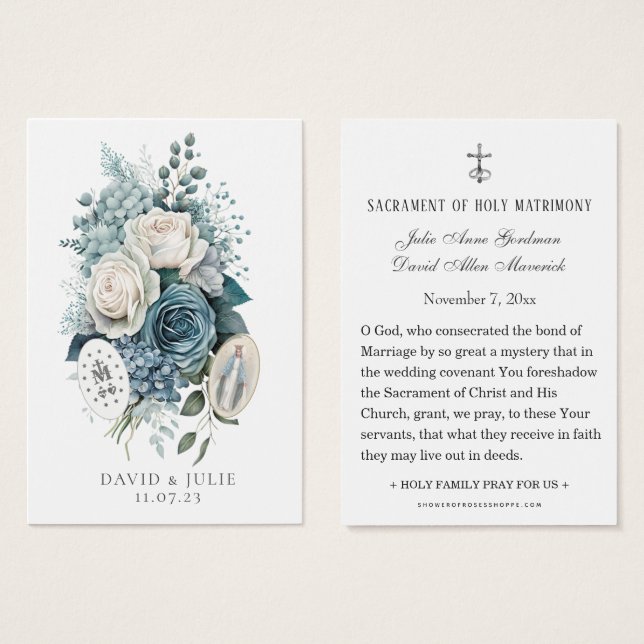 Virgin Mary Catholic Wedding Prayer Card  (Front & Back)