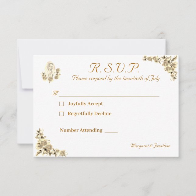 Virgin Mary Catholic Wedding Response Card (Front)