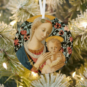 Virgin Mary Child Jesus Vintage Art Xmas Christmas Metal Tree Decoration