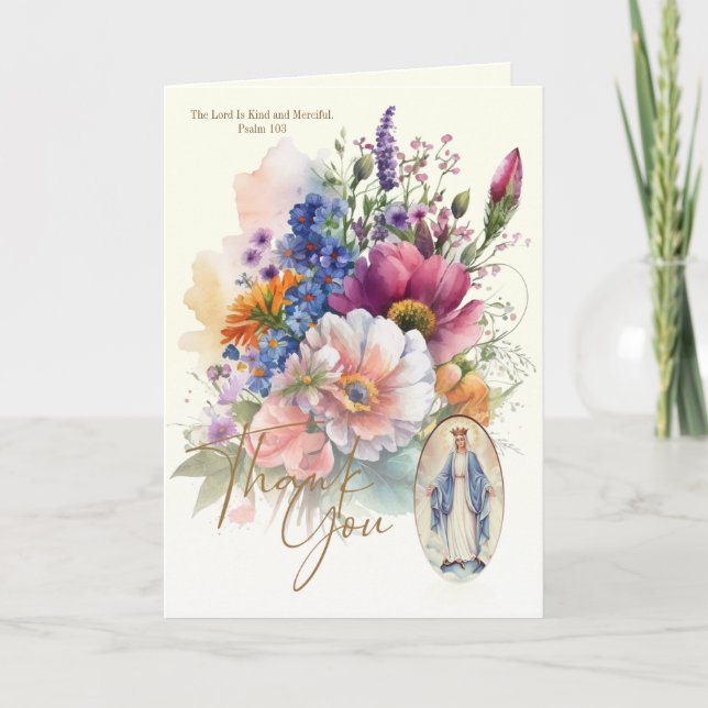 Virgin Mary Condolence Funeral Thank you Card (Front)