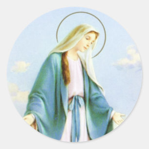 Virgin Mary Crescent Moon Classic Round Sticker