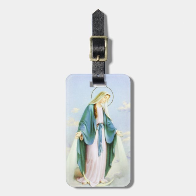 Virgin Mary Crescent Moon Luggage Tag (Front Vertical)