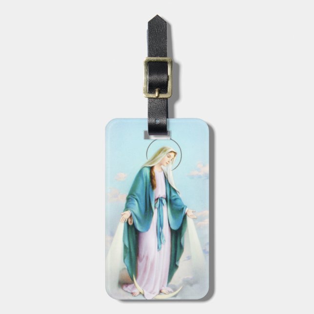 Virgin Mary Crescent Moon Luggage Tag (Front Vertical)