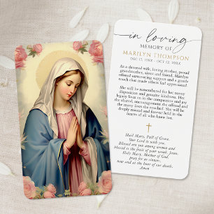 Virgin Mary Cross Sympathy Prayer Card