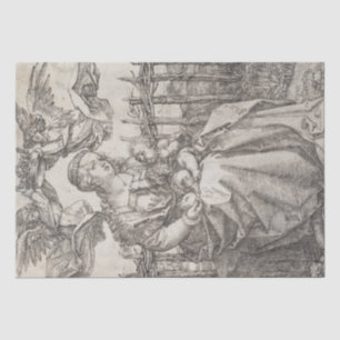 Virgin Mary Crowned by Two Angels by Durer Tissue Paper