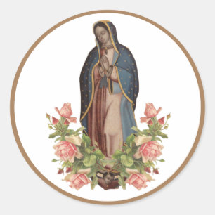 Virgin Mary de Guadalupe Roses Religious Classic Round Sticker