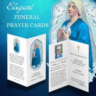 Virgin Mary  Doves Catholic Funeral Holy Card