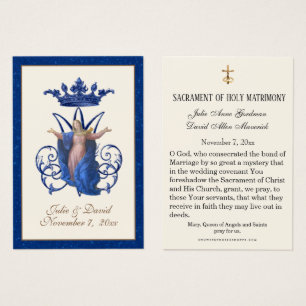Virgin Mary Elegant Blue Wedding Favour Card