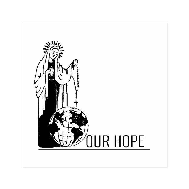 Virgin Mary Fatima Holy Rosary Immaculate Heart Rubber Stamp (Imprint)