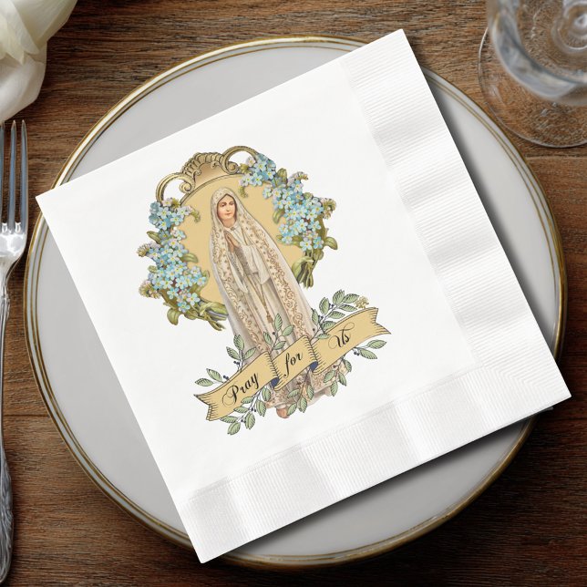Virgin Mary Fatima Immaculate Heart Rosary Pray Napkin (Creator Uploaded)