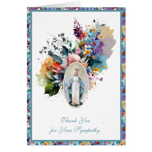 Virgin Mary Floral  Religious Funeral Condolence (Front)