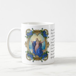 Virgin Mary Floral religious Memorare Prayer Coffee Mug
