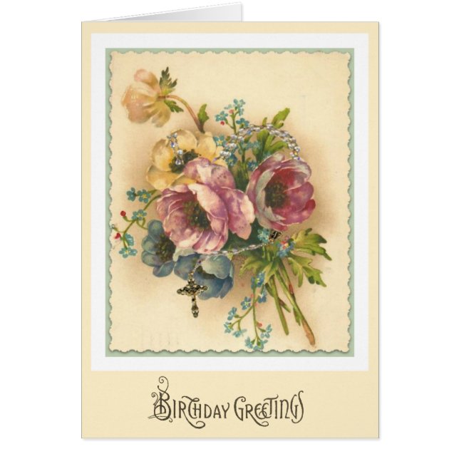 Virgin Mary Floral Rosary Birthday Religious (Front)