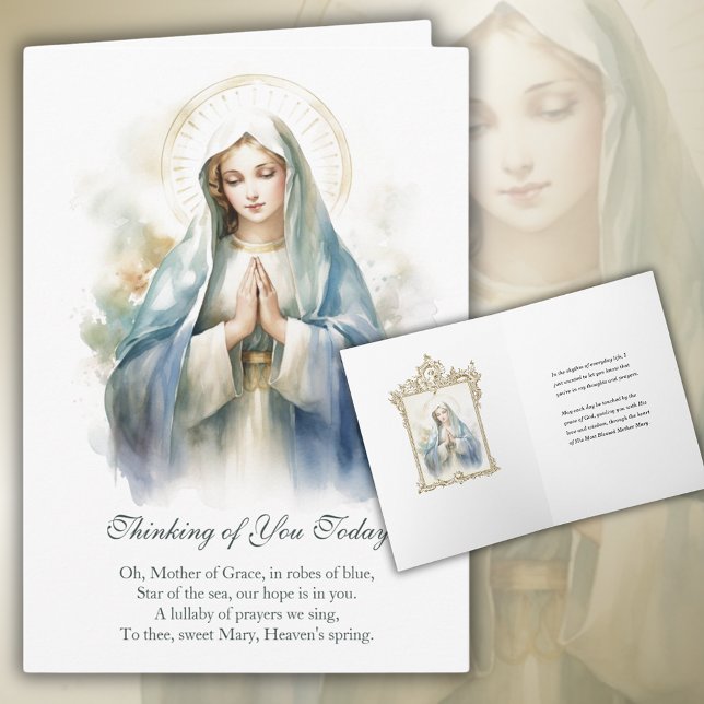 Virgin Mary Floral Thinking of You Prayer Card (Creator Uploaded)