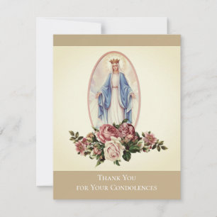 Virgin Mary Funeral Sympathy Holy Card Thank You